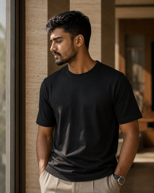 The Regent Tee, black, close detail